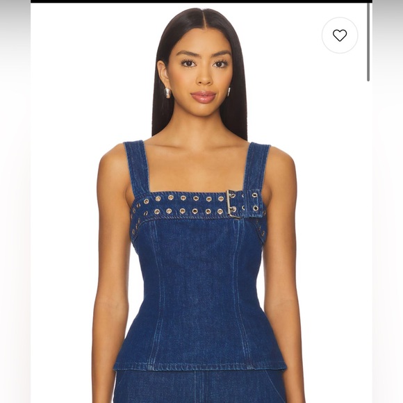 Amanda Uprichard Tops - Thalia Top in True Blue Wash Amanda Uprichard size medium buckle denim blouse